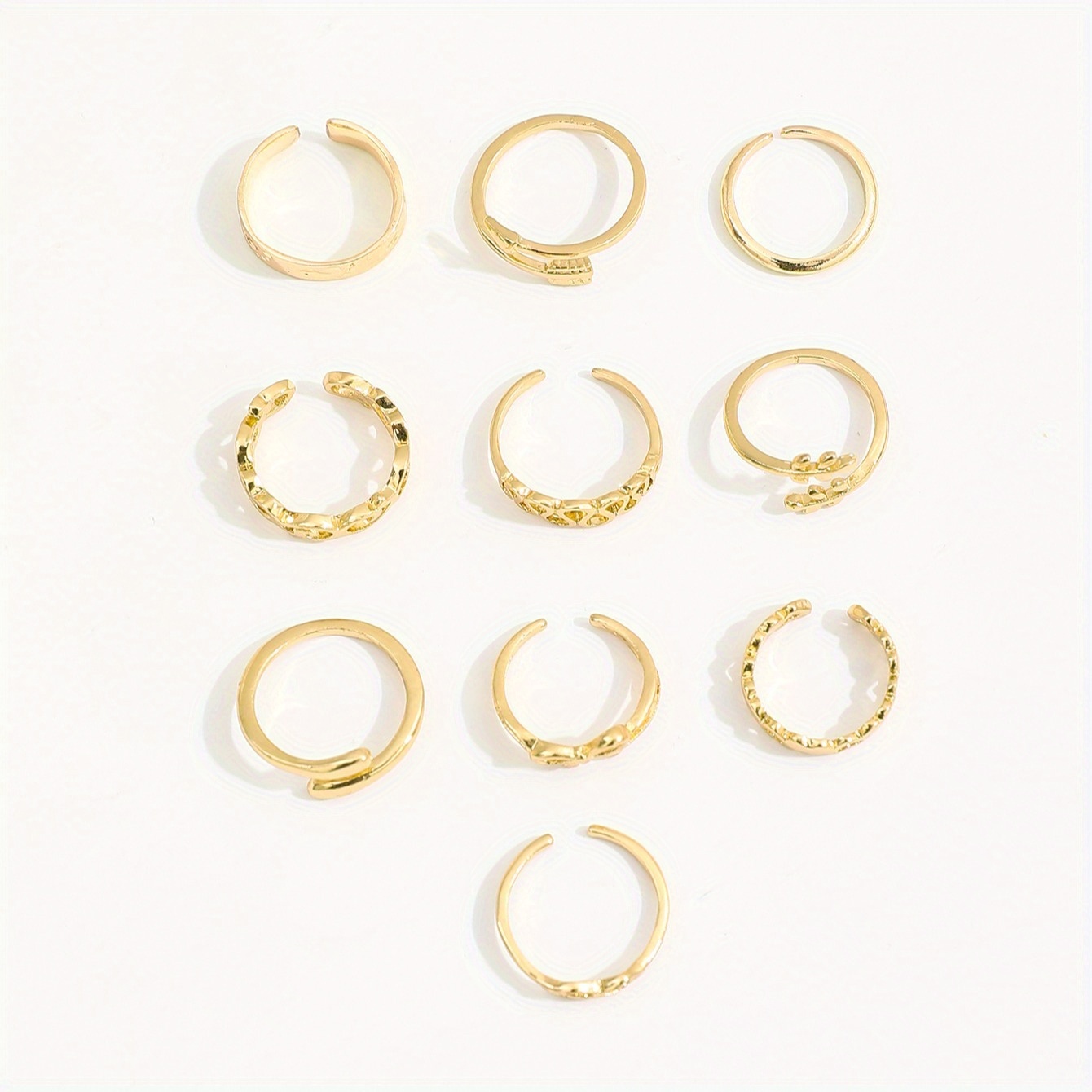 10pc Summer Alloy Stackable Toe Ring Set